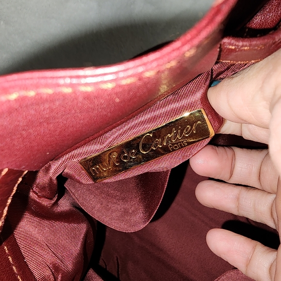 Cartier Burgundy Tulip Shoulder / Crossbody Bag + Rare Zip Pouch - Picture 6 of 11